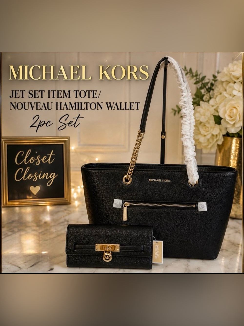 Michael Kors JET SET ITEM Tote/NOUVEAU HAMILTON Wallet 2pc Set
